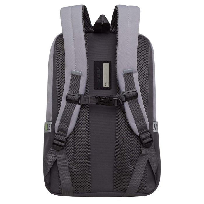 Рюкзак молодёжный 43 х 29 х 15 см, Grizzly, эргономичная спинка, отделение для ноутбука, чёрный/зелёный - фото 2 - id-p225434125