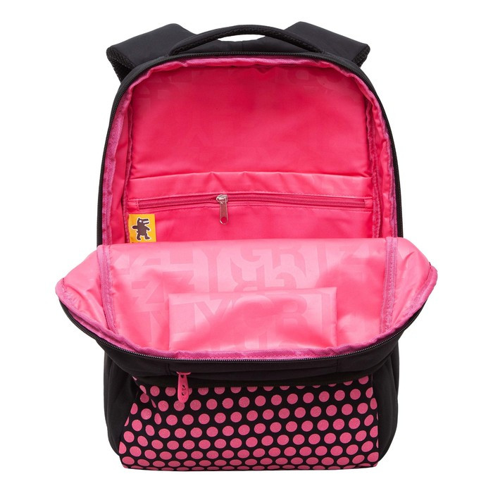 Рюкзак молодёжный 40 х 28 х 16 см, Grizzly, эргономичная спинка, отделение для ноутбука, чёрный/розовый - фото 3 - id-p225434148