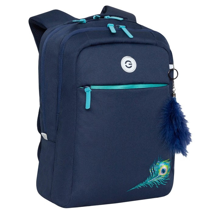 Рюкзак молодёжный 40 х 28 х 16 см, Grizzly, эргономичная спинка, отделение для ноутбука, синий - фото 1 - id-p225434149