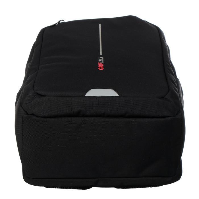 Рюкзак молодёжный, 41,5 х 29 х 18 см, Grizzly 134, эргономичная спинка, отделение для ноутбука, чёрный/красный - фото 6 - id-p225434156