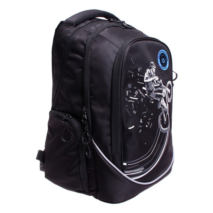 Рюкзак молодёжный, 44 х 28 х 23 см, Grizzly 335, эргономичная спинка, отделение для ноутбука, чёрный/серый - фото 2 - id-p225434158