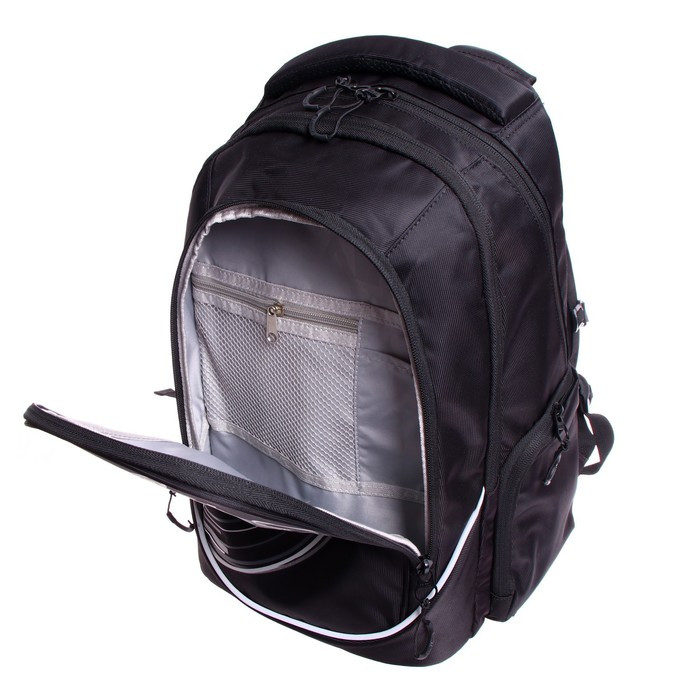Рюкзак молодёжный, 44 х 28 х 23 см, Grizzly 335, эргономичная спинка, отделение для ноутбука, чёрный/серый - фото 8 - id-p225434158
