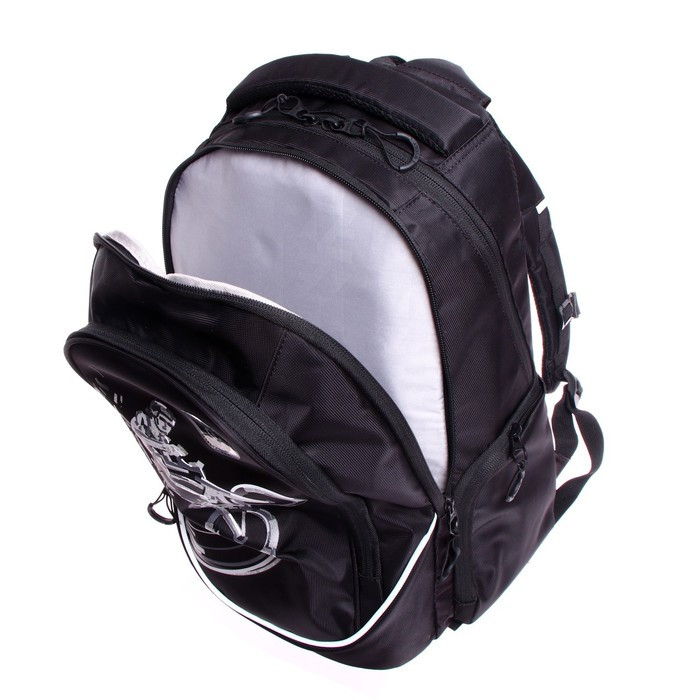 Рюкзак молодёжный, 44 х 28 х 23 см, Grizzly 335, эргономичная спинка, отделение для ноутбука, чёрный/серый - фото 9 - id-p225434158