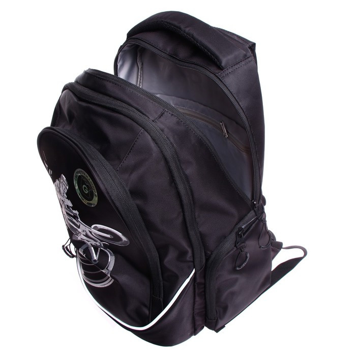 Рюкзак молодёжный, 44 х 28 х 23 см, Grizzly 335, эргономичная спинка, отделение для ноутбука, чёрный/серый - фото 10 - id-p225434158