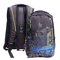 Рюкзак молодёжный, 42 х 31 х 22 см, Grizzly 338, эргономичная спинка, отделение для ноутбука, чёрный/салатовый