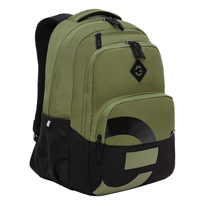 Рюкзак молодёжный 45 х 32 х 23 см, Grizzly, эргономичная спинка, чёрный/зелёный - фото 1 - id-p225434176