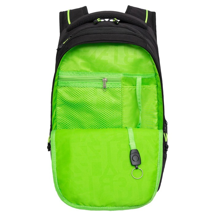 Рюкзак молодёжный 42 х 31 х 22 см, Grizzly, эргономичная спинка, отделение для ноутбука, чёрный/зелёный - фото 3 - id-p225434177