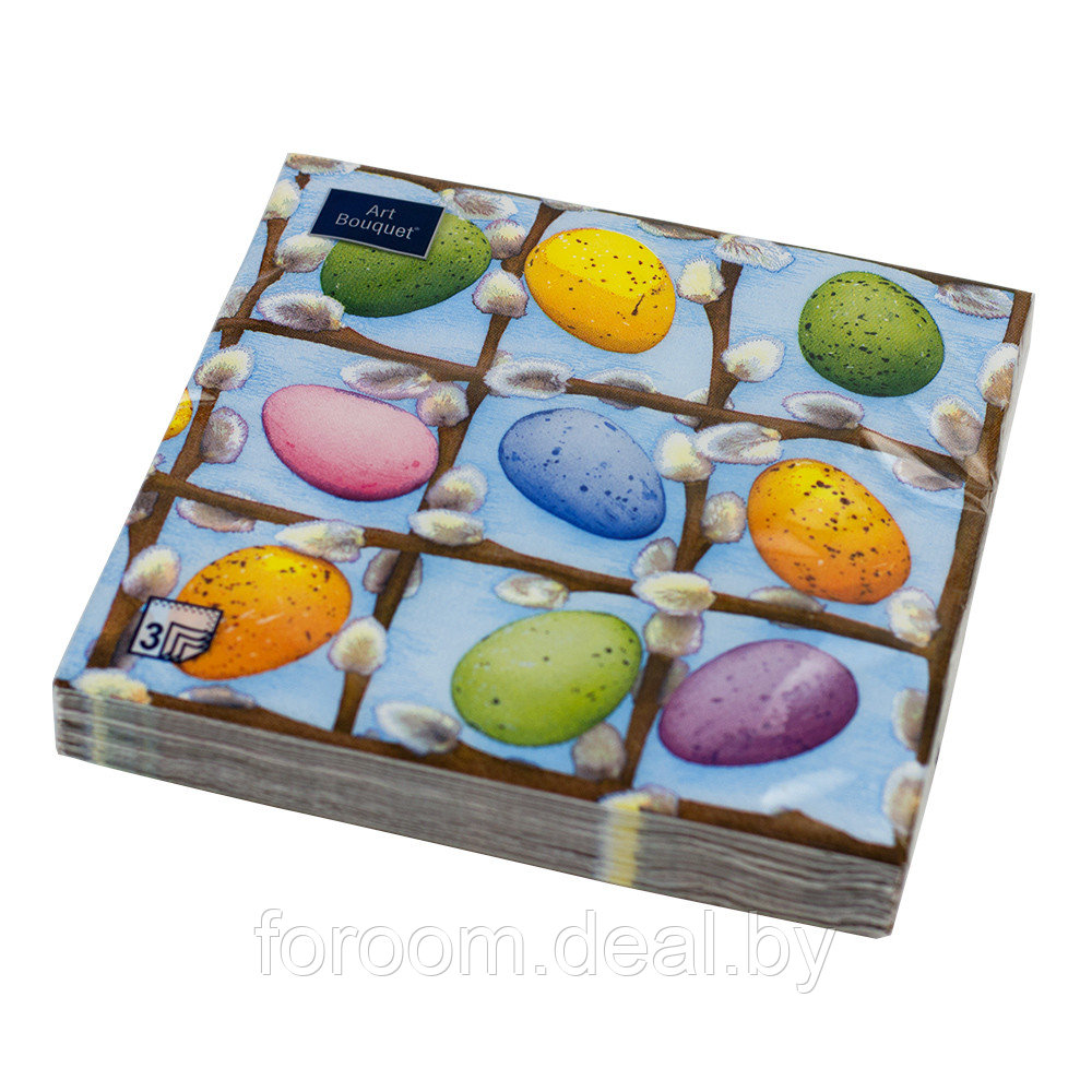 Салфетки бумажные "Пасхальные яйца #2" 33x33см, 3 слоя, 20шт. Bouquet Art 37671 - фото 1 - id-p225433834