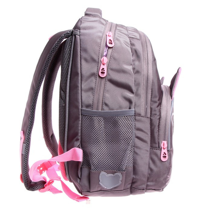 Рюкзак школьный, 40 х 27 х 20 см, Grizzly 360, эргономичная спинка, отделение для ноутбука, + брелок, серый - фото 4 - id-p225434233