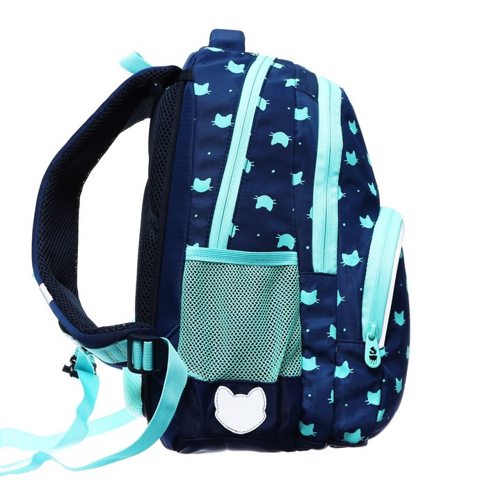 Рюкзак школьный, 40 х 27 х 20 см, Grizzly 360, эргономичная спинка, отделение для ноутбука, синий/зелёный - фото 4 - id-p225434235