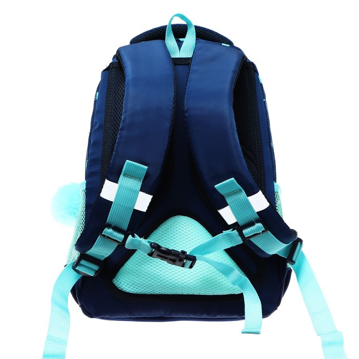 Рюкзак школьный, 40 х 27 х 20 см, Grizzly 360, эргономичная спинка, отделение для ноутбука, синий/зелёный - фото 5 - id-p225434235