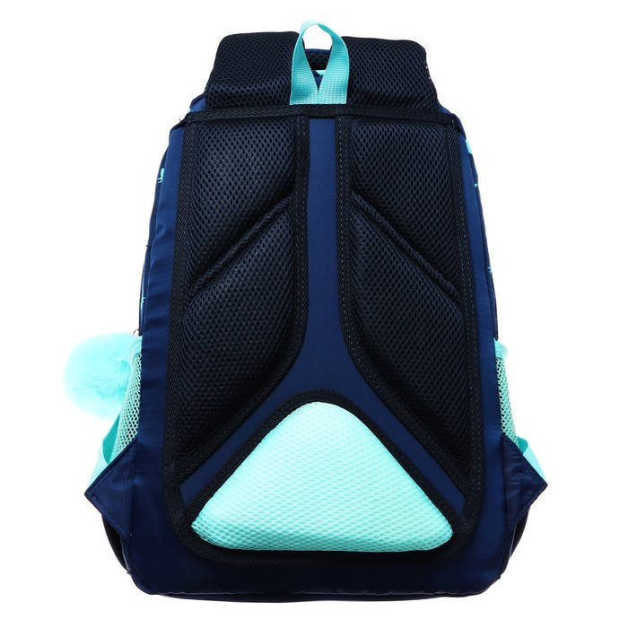 Рюкзак школьный, 40 х 27 х 20 см, Grizzly 360, эргономичная спинка, отделение для ноутбука, синий/зелёный - фото 6 - id-p225434235