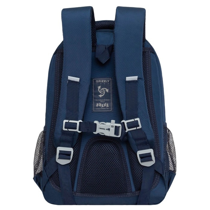 Рюкзак школьный, 40 х 27 х 20 см, Grizzly, эргономичная спинка, отделение для ноутбука, синий - фото 2 - id-p225434252