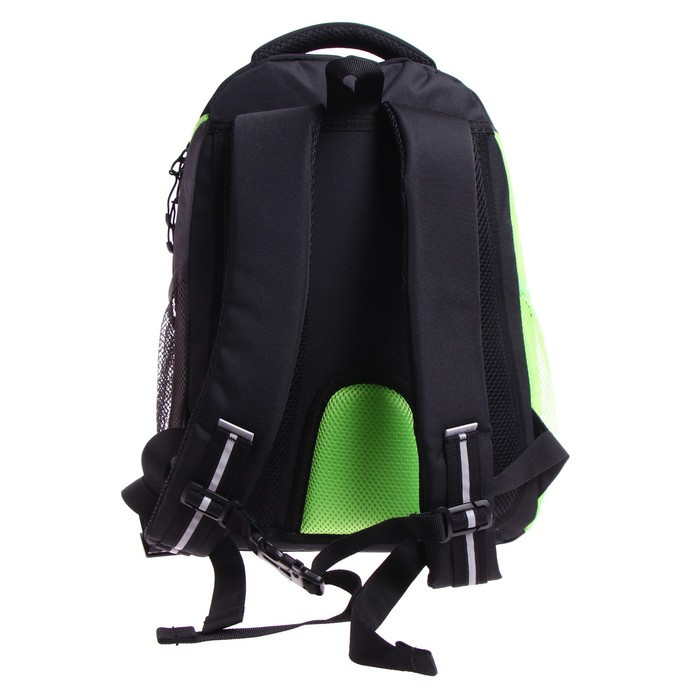 Рюкзак школьный, 40 х 27 х 16 см, Grizzly 259, эргономичная спинка, отделение для ноутбука, чёрный/салатовый - фото 5 - id-p225434567
