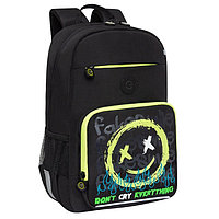 Рюкзак школьный, 40 х 25 х 13 см, Grizzly, эргономичная спинка, отделение для ноутбука, чёрный/жёлтый