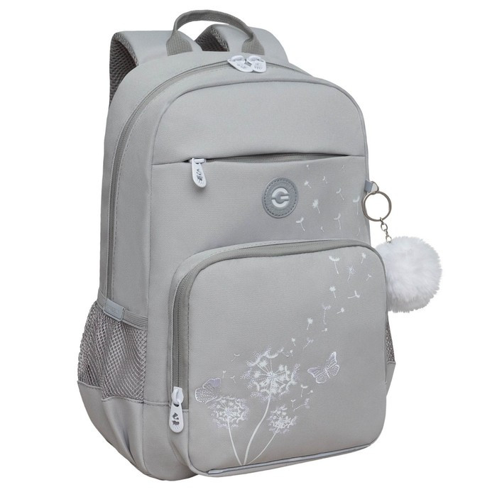 Рюкзак школьный, 40 х 25 х 13 см, Grizzly, эргономичная спинка, отделение для ноутбука, серый - фото 1 - id-p225434592