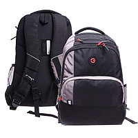 Рюкзак молодежный 45 х 32 х 23 см, эргономичная спинка, отделение для ноутбука, Grizzly 330, чёрный/серый