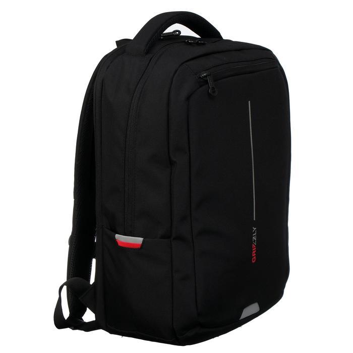 Рюкзак молодёжный, 41,5 х 29 х 18 см, Grizzly 134, эргономичная спинка, отделение для ноутбука, чёрный/красный - фото 2 - id-p225434647