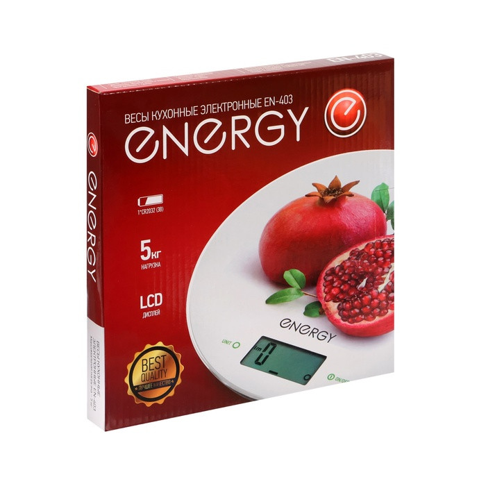 Весы кухонные ENERGY EN-403, электронные, до 5 кг, автоотключение, рисунок "Гранат" - фото 8 - id-p225440874