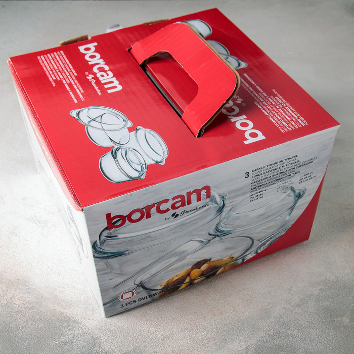 Набор кастрюль для запекания с крышкой Borcam, 3 предмета: 1 л, 1,5 л 2 л - фото 4 - id-p225442141