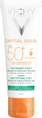 Крем солнцезащитный Vichy Capital Soleil Матирующий уход д/проблемной кожи 3в1 SPF50+ - фото 1 - id-p224814906