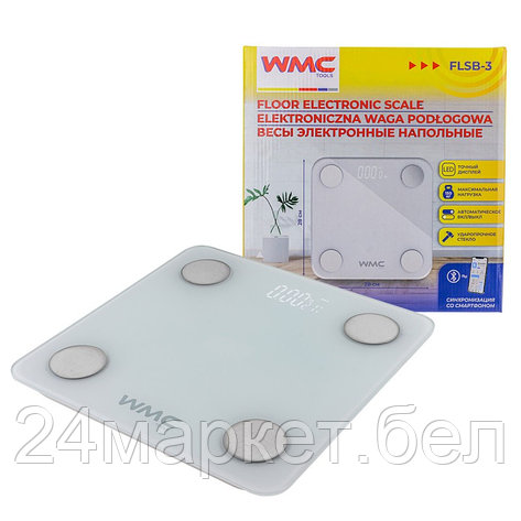 WMC-FLSB-3 WMC TOOLS Весы электронные напольные бытовые (28х28см,макс.нагрузка 150кг,ударопрочное стекло,LCD, фото 2