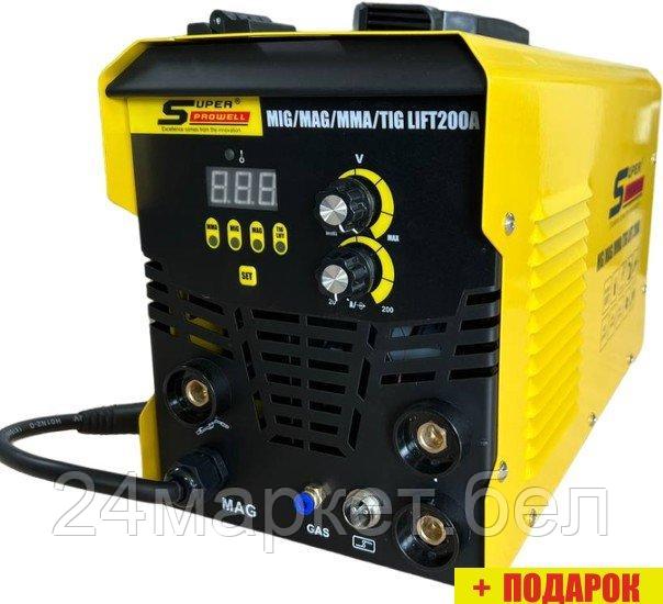 Сварочный инвертор Super Prowell MIG/MAG/MMA/TIG Lift 200А (5 кг, с газом, съемный рукав) - фото 1 - id-p225218406