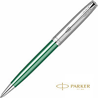 Ручка шариковая автоматическая Parker "Sonnet Essential SB K545", 0,7 мм, серебристый, зеленый, стерж. черный