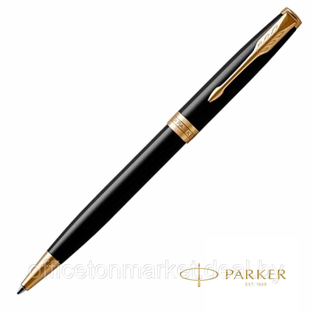 Ручка шариковая автоматическая Parker "Sonnet Lacquer Deep Black GT", 0.7 мм, черный, золотистый, стерж.