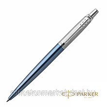 Ручка шариковая автоматическая "Parker Jotter Waterloo Blue CT", 0.7 мм, голубой, серебристый, стерж. синий