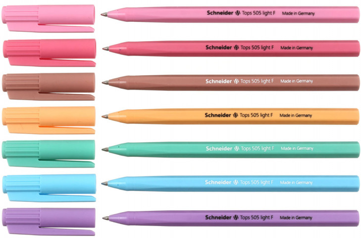 Ручка шариковая одноразовая Schneider Tops 505 Light F корпус ассорти (пастель), стержень синий - фото 1 - id-p225447543