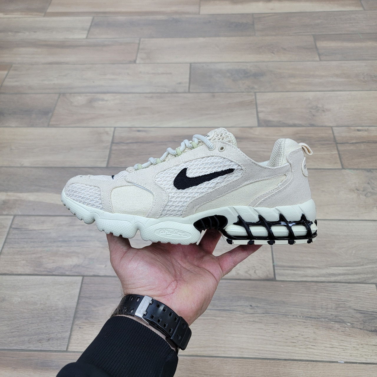 Кроссовки Stussy x Nike Air Zoom Spiridon Caged 2 Fossil