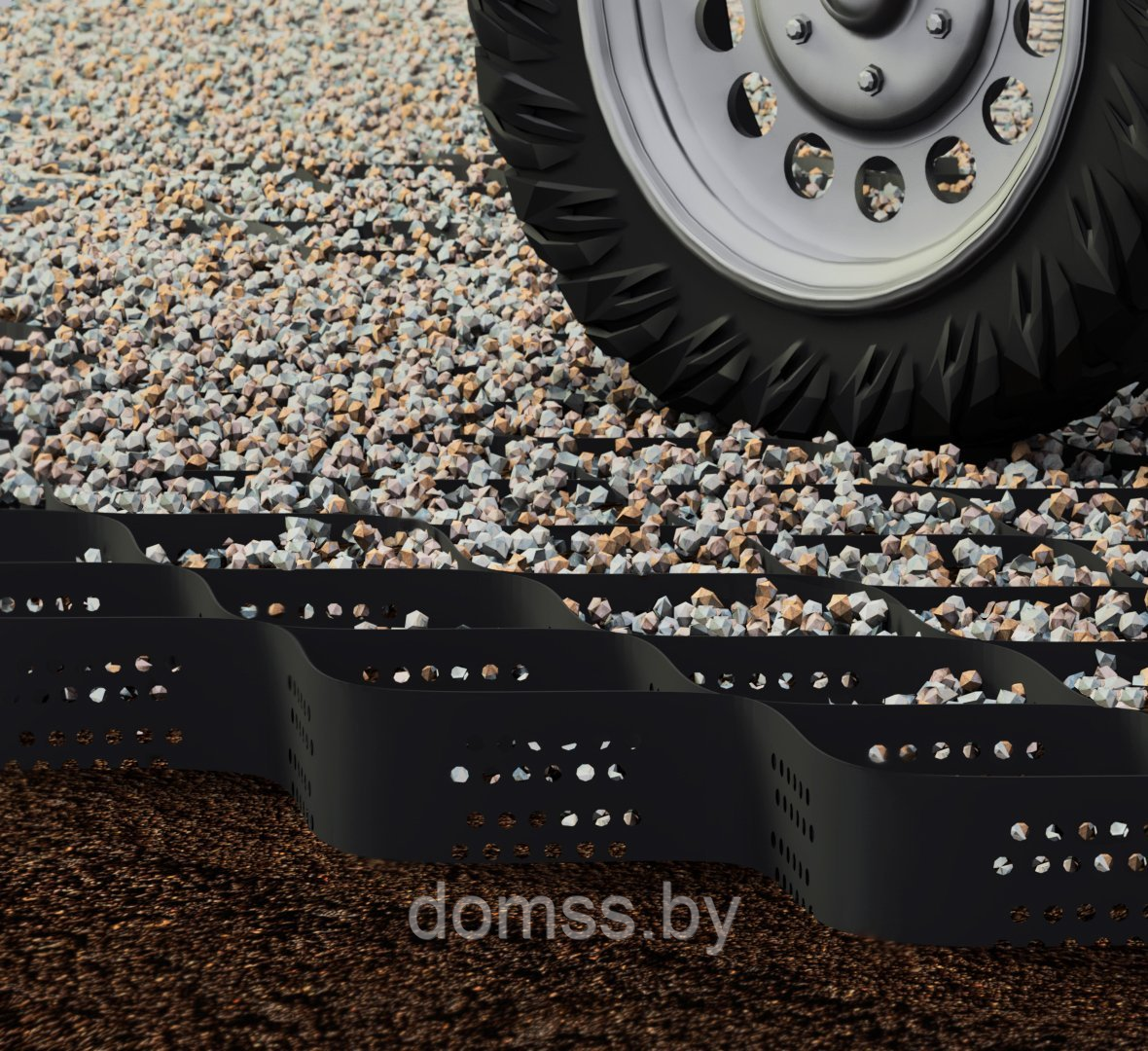 Георешетка объёмная полимерная 10см, ячейка 100*220*220мм (1,1мм). Для парковок и укрепления склонов, берегов