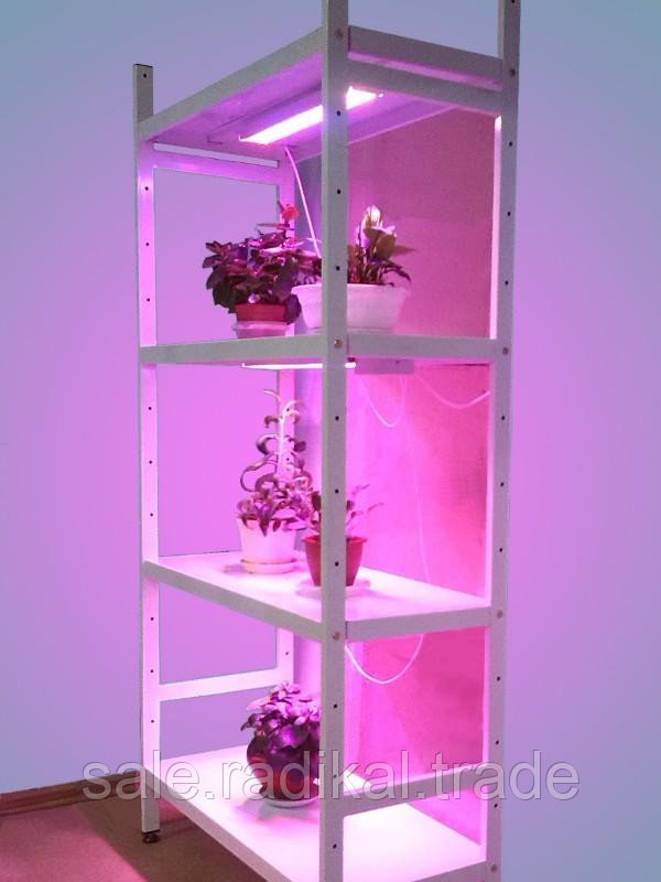 Стеллаж для рассады и цветов с  3-мя светодиодными фитосветильниками «Петромаш LED-30»
