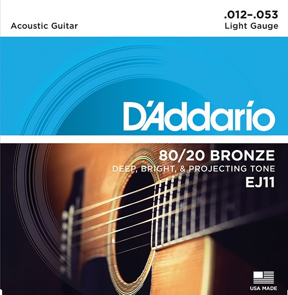 D`Addario EJ11 BRONZE 80/20 Струны для акустической гитары бронза Light 12-53