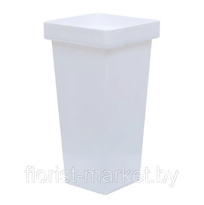 Пластиковая ваза для цветов, квадратная, белая, высота 34 см - фото 1 - id-p225206550
