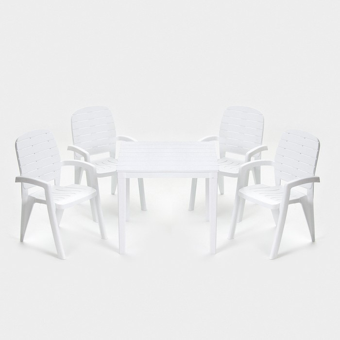 Набор садовой мебели "Прованс": стол квадратный 80 х 80 см + 4 кресла, белый - фото 1 - id-p225461064