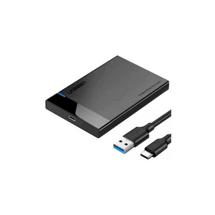 Внешний корпус Ugreen US221 USB-C 3.1 To 2.5 SATA Hard Drive Enclosure Black 60735 - фото 1 - id-p225064743