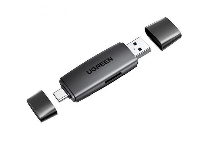 Карт-ридер Ugreen CM304 Multifunction USB-C + USB TF/SD 3.0 Card Reader Black 80191 - фото 1 - id-p225064911
