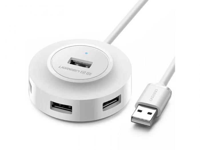 Хаб USB Ugreen CR106 USB 2.0 Hub 4 Ports 1m White 20270 - фото 1 - id-p225367022
