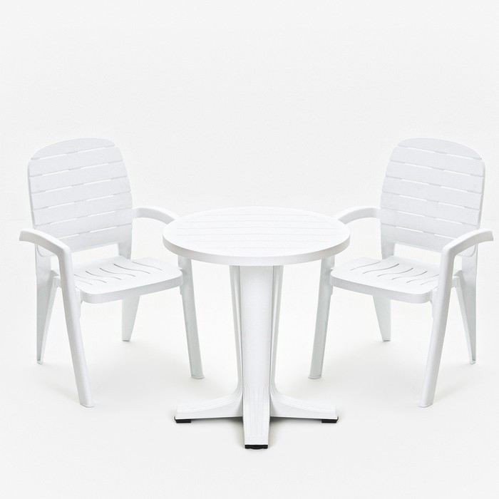 Набор садовой мебели "Прованс": стол круглый диаметр 65 см + 2 кресла, белый - фото 1 - id-p225461563