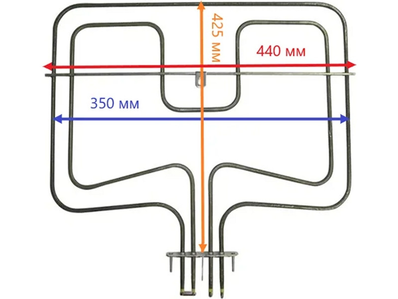 Тэн (нагревательный элемент) для духовки Electrolux COK120ZN (гриль Irca 1000+1700W, L-426x354mm, 3570797047, - фото 6 - id-p139611638