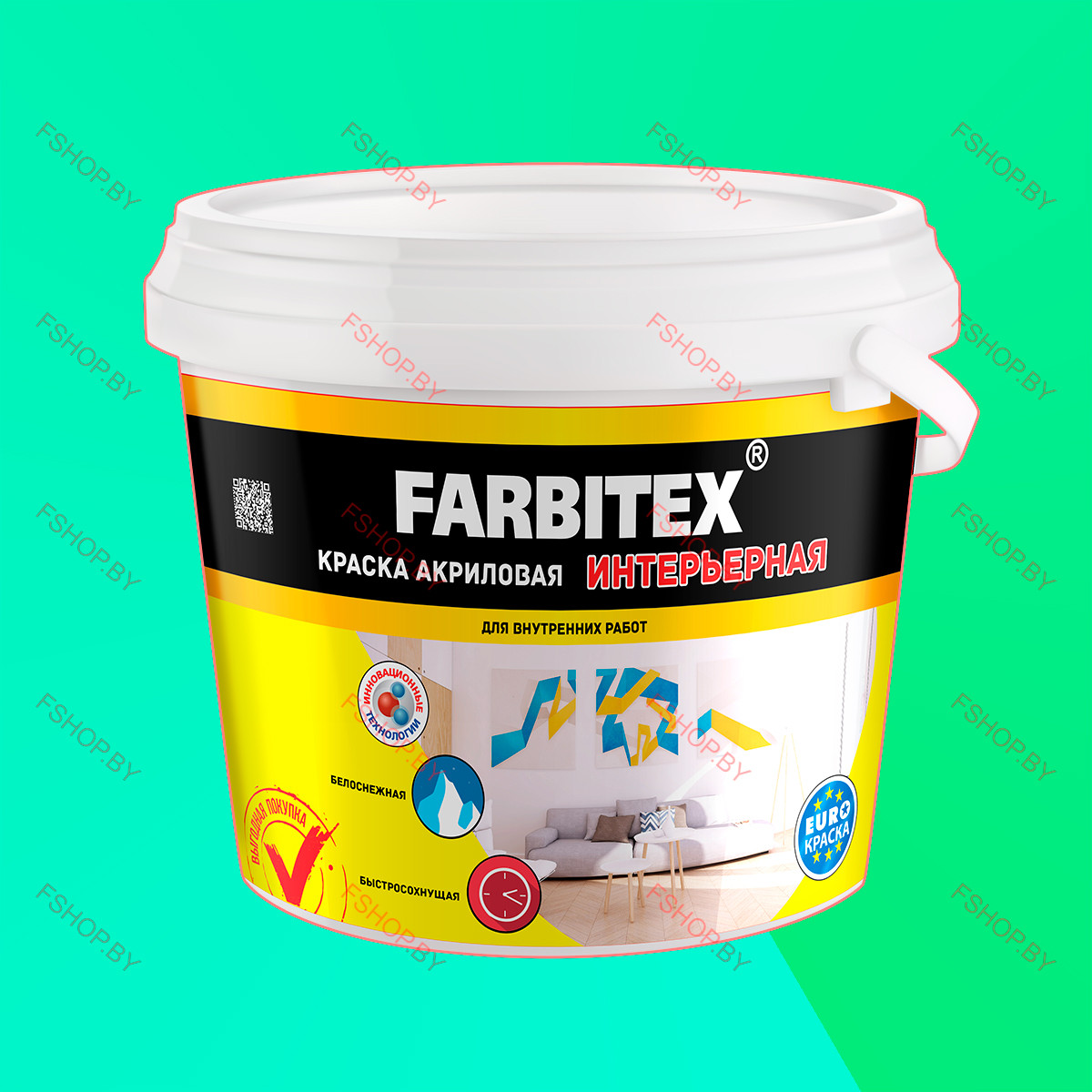 Краска акриловая Farbitex (Фарбитекс) интерьерная - 25 кг