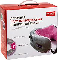 Дорожная подушка-подголовник для шеи с завязками, серо-зелёная (Massage pillow (shiatsu + vibration), green, фото 10