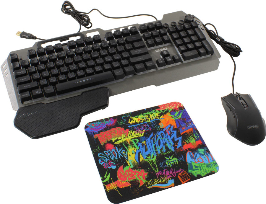 Комплект OKLICK GMNG Keyboard & Optical Mouse 700GMK (Кл-ра USB+Мышь 6кн Roll USB+коврик) 1533156 - фото 1 - id-p225463300