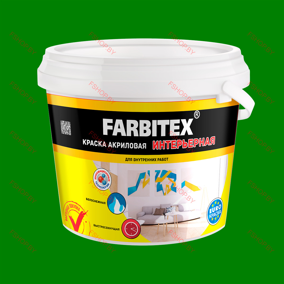 Краска для ОБОЕВ акриловая Farbitex (Фарбитекс) интерьерная - 13 кг