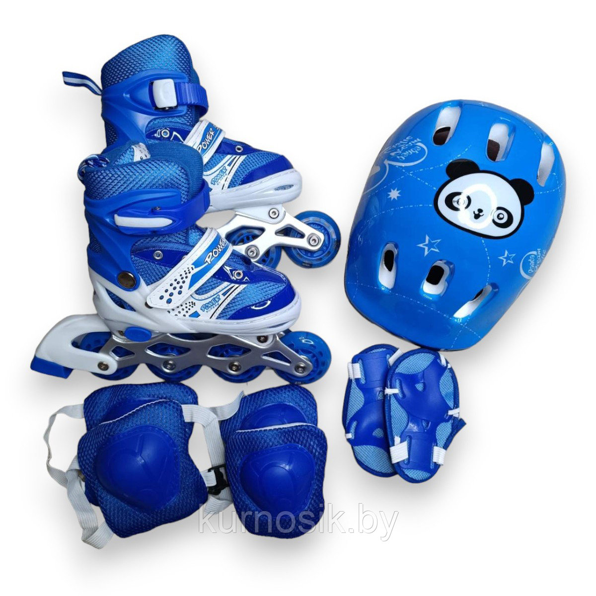 Роликовые коньки ролики раздвижные с защитой и шлемом 4002BT Синий - фото 2 - id-p225464297