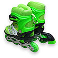 Роликовые коньки ролики раздвижные с защитой и шлемом 4002BT Зеленый, фото 5