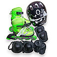 Роликовые коньки ролики раздвижные с защитой и шлемом 4002BT Зеленый, фото 2