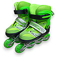 Роликовые коньки ролики раздвижные с защитой и шлемом 4002BT Зеленый, фото 4